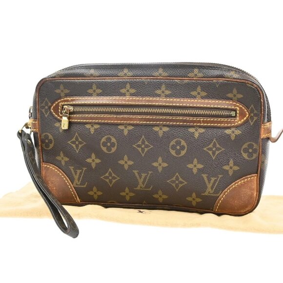 LOUIS VUITTON Marly Dragonne GM Clutch Hand Bag Monogram Brown M51825 67YH448 - Picture 1 of 16